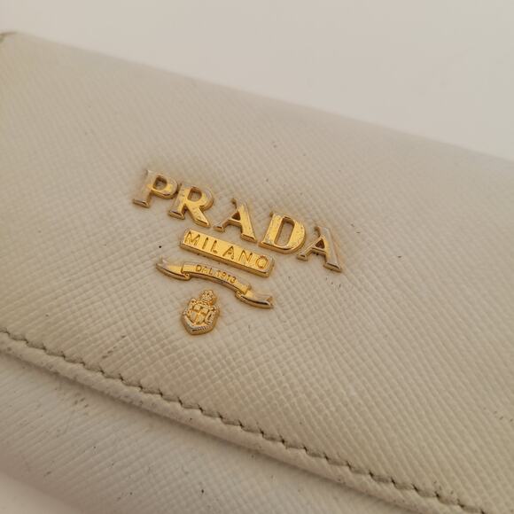 Authentic Prada Multicles Key Holder Hooks Case White Small Wallet Leather Logo - Picture 11 of 11